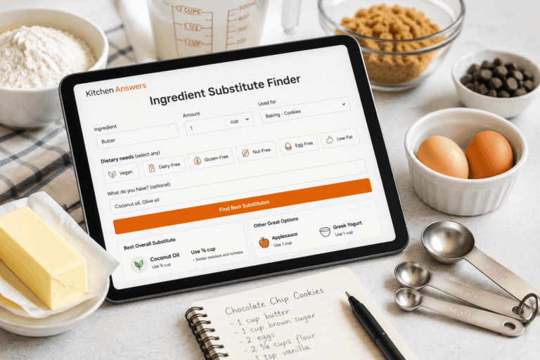 Ingredient Substitute Finder in a Baking Kitchen